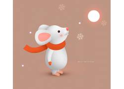 白老鼠财气冲天天空月亮鼠年卡通元素 (9)